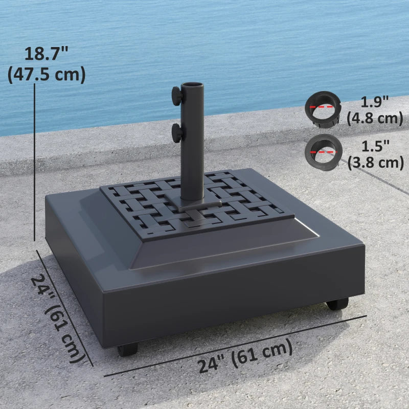 Outdoor Umbrella Base with Wheels, Heavy Duty Patio Umbrella Base, Patio Umbrella Holder, Black