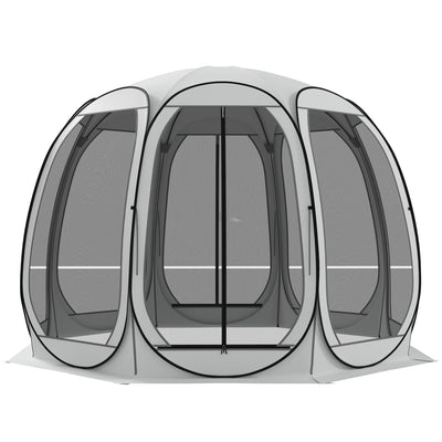 Outsunny 11' x 11.5' Screen Tent, Pop Up Camping Gazebo with Portable Carry Bag and 2 Doors, Cream White 