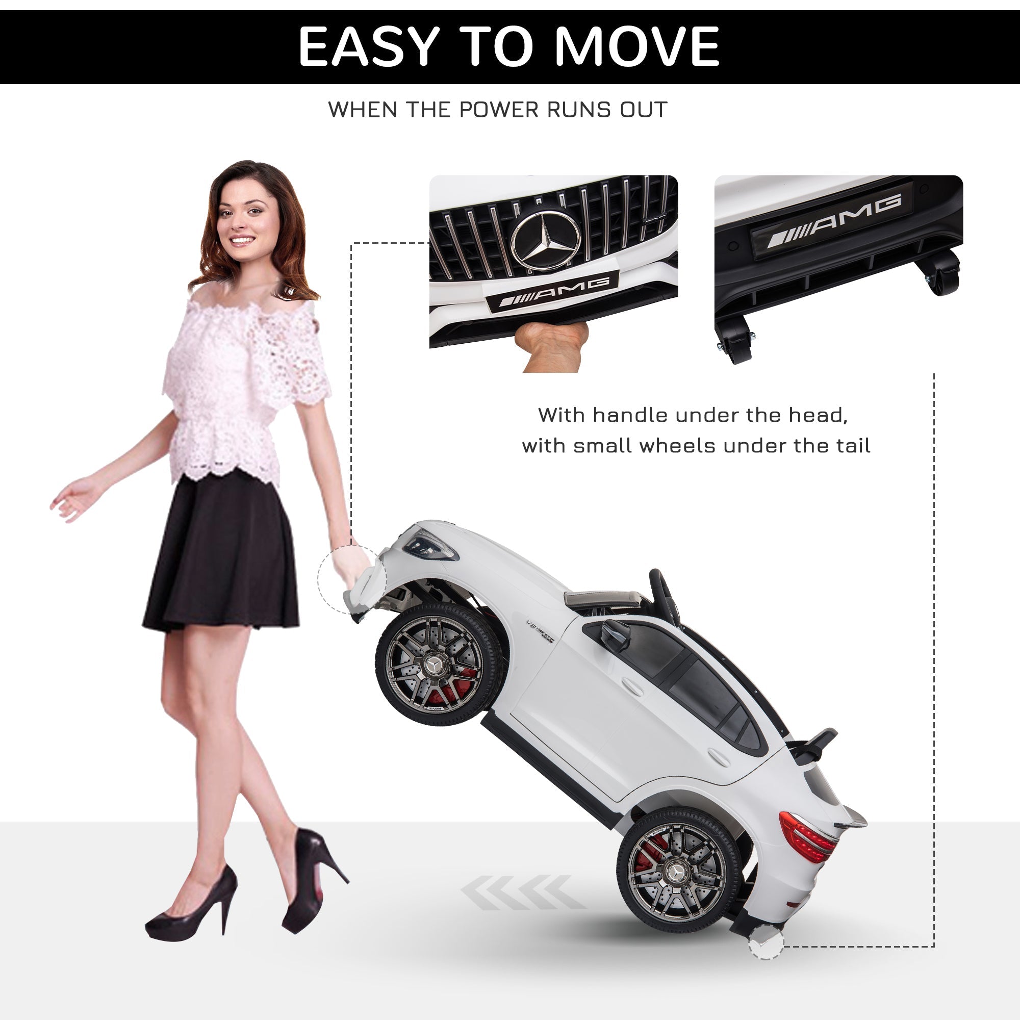 Aosom Licensed 12V Kids Electric Ride-On Car Toy with Remote Control Suspension Wheel Perfect Gift White 