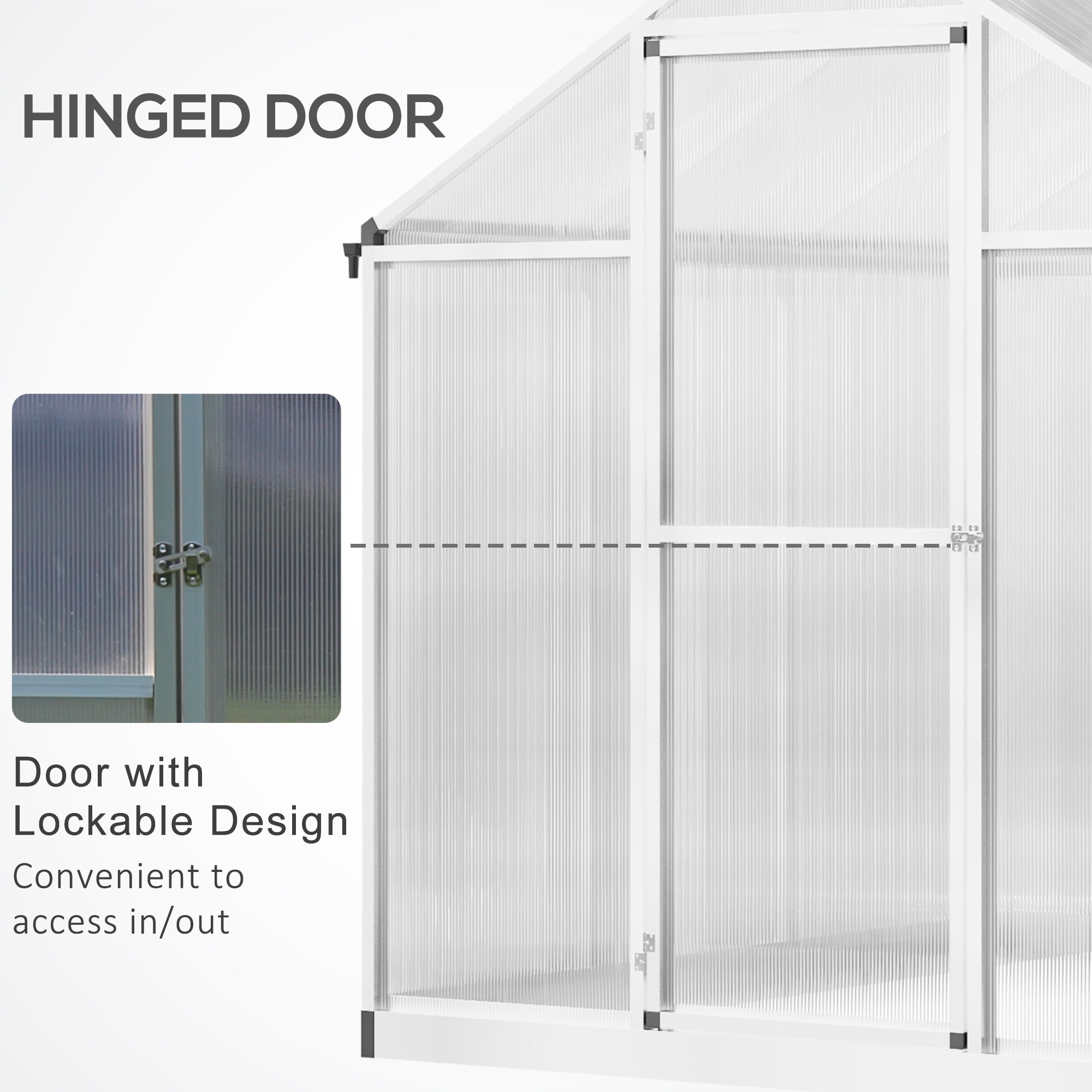 Outsunny Large Walk-In Greenhouse: 8'x6.25' with Polycarbonate Panels, Sturdy Frame & Portable Design for Outdoor Plant Growth 