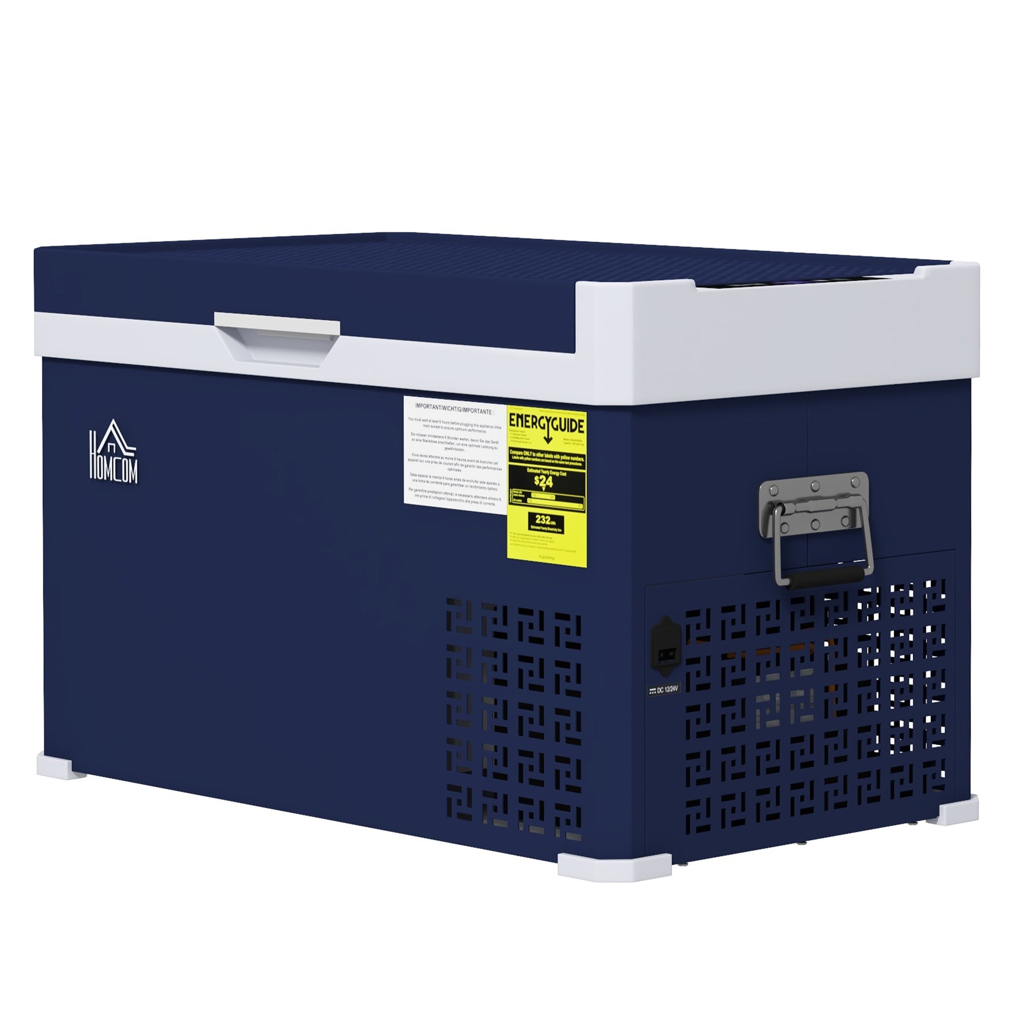 HOMCOM Portable Car Fridge, 32 Quart Dual Zone, 12/24V DC and 100V-240V AC, for Campervan, RV, Boat, Travel, -4℉-68℉ Range 