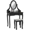 HOMCOM Vanity Dressing Table Set Contemporary Wooden Makeup Desk with Mirror Stool 5 Drawers Black