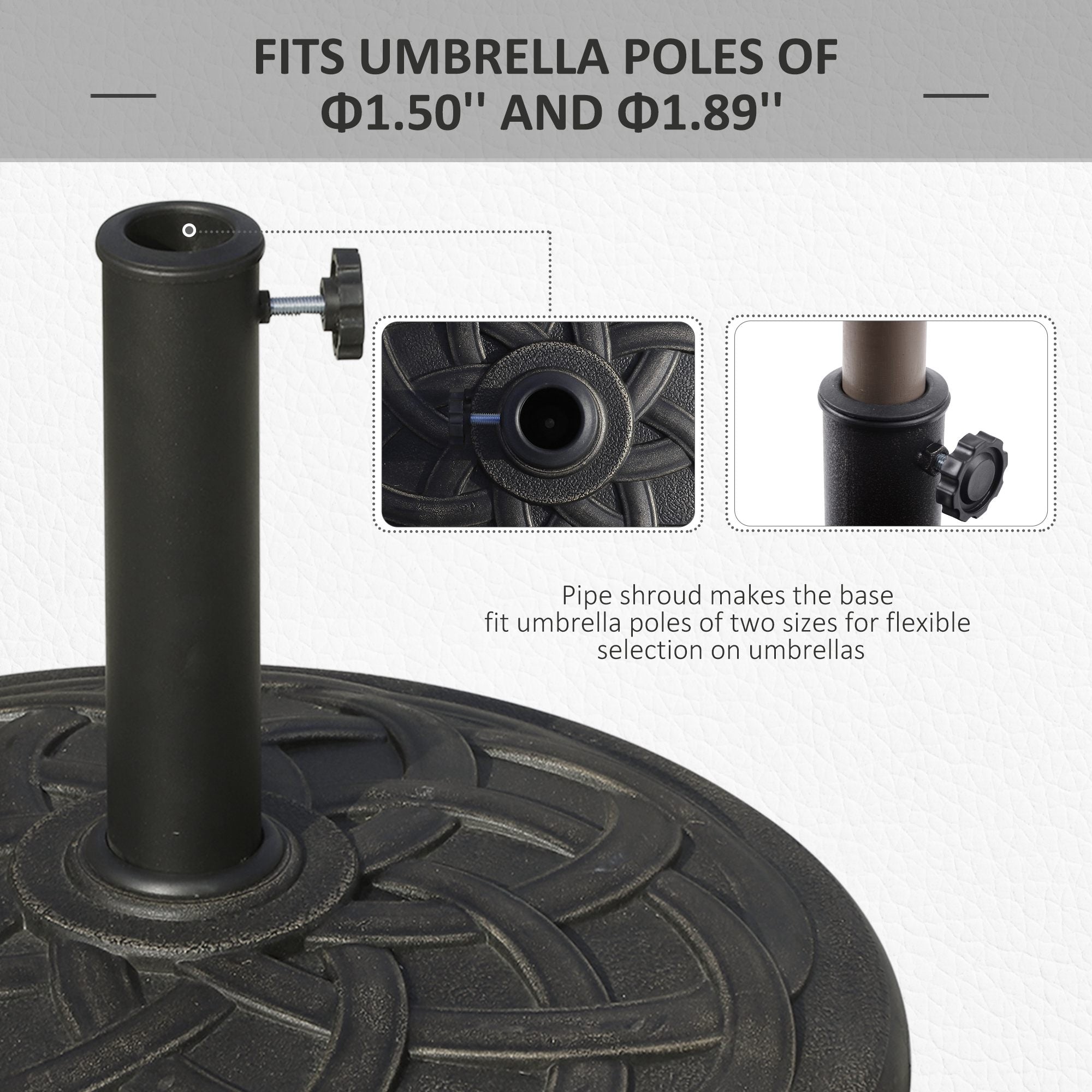 Outsunny Elegant Anchor: Decorative Market Umbrella Base, 22" Resin Round Stand Holder for Patio Outdoor, Bronze Finish 