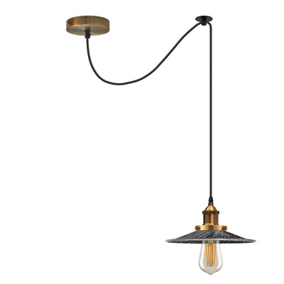 E26 Metal Flat Shade with 2M Adjustable PVC Cable Pendant Light ~2134 