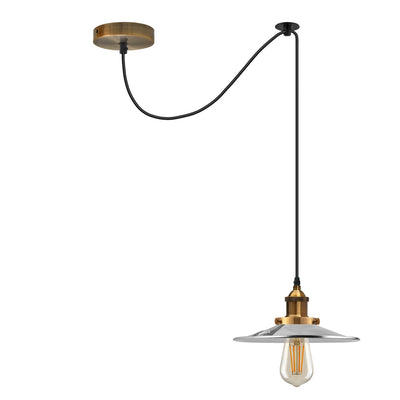 E26 Metal Flat Shade with 2M Adjustable PVC Cable Pendant Light ~2135 
