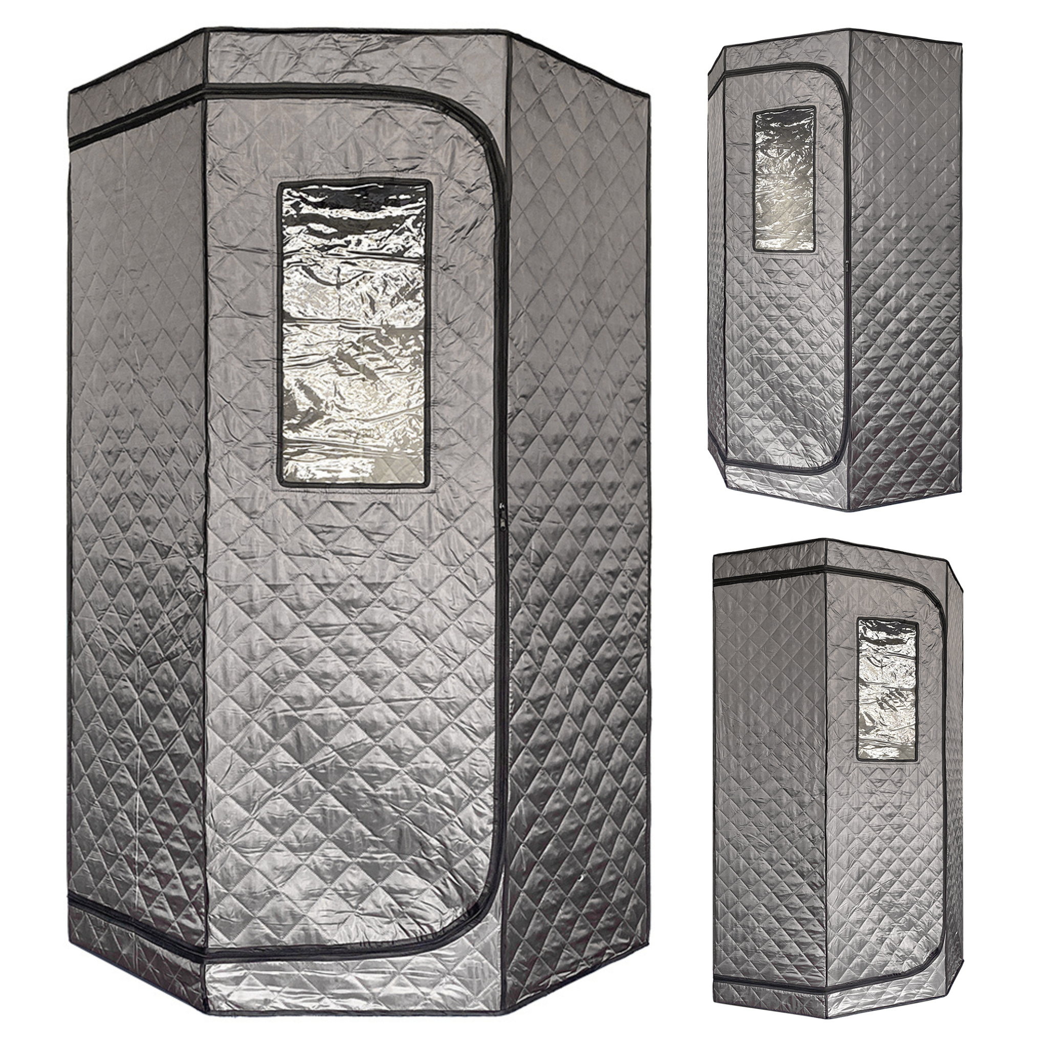 Blisspod Portable Personal Full Body 60 Min Rapid Steam Sauna | Pentagonal | Grey | Powerful 1600 Watts | 3.6L Stronger Steamer | 90X90X190cm 