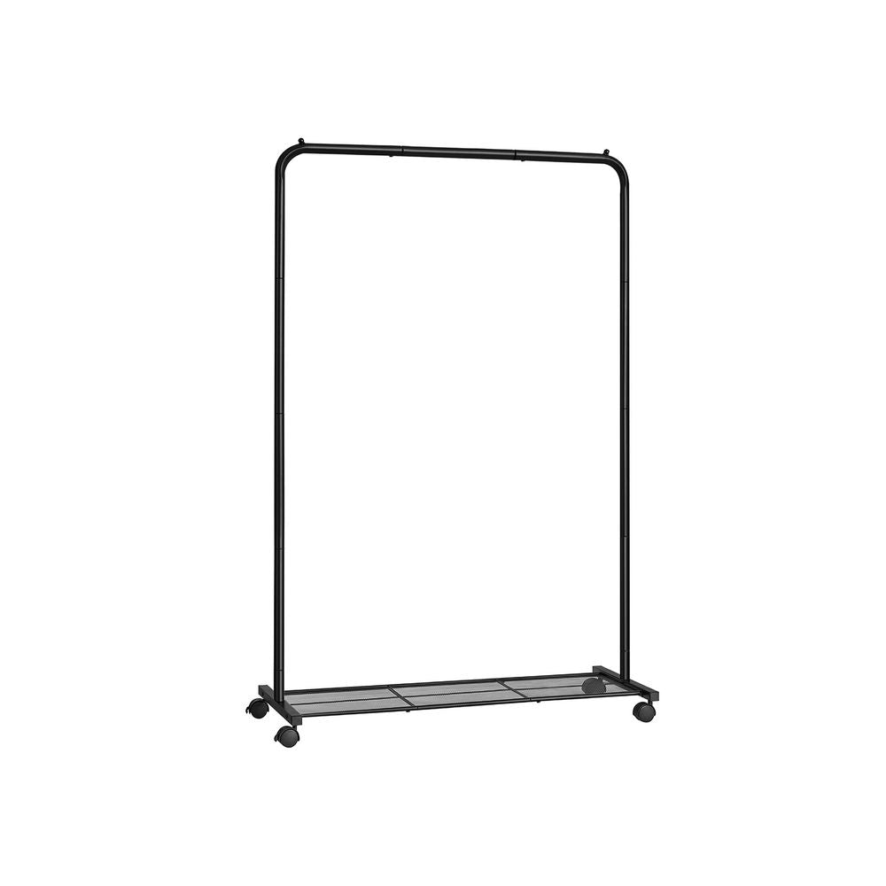 SONGMICS Clothes Rack with Wheels and Dense Mesh Storage Shelf 