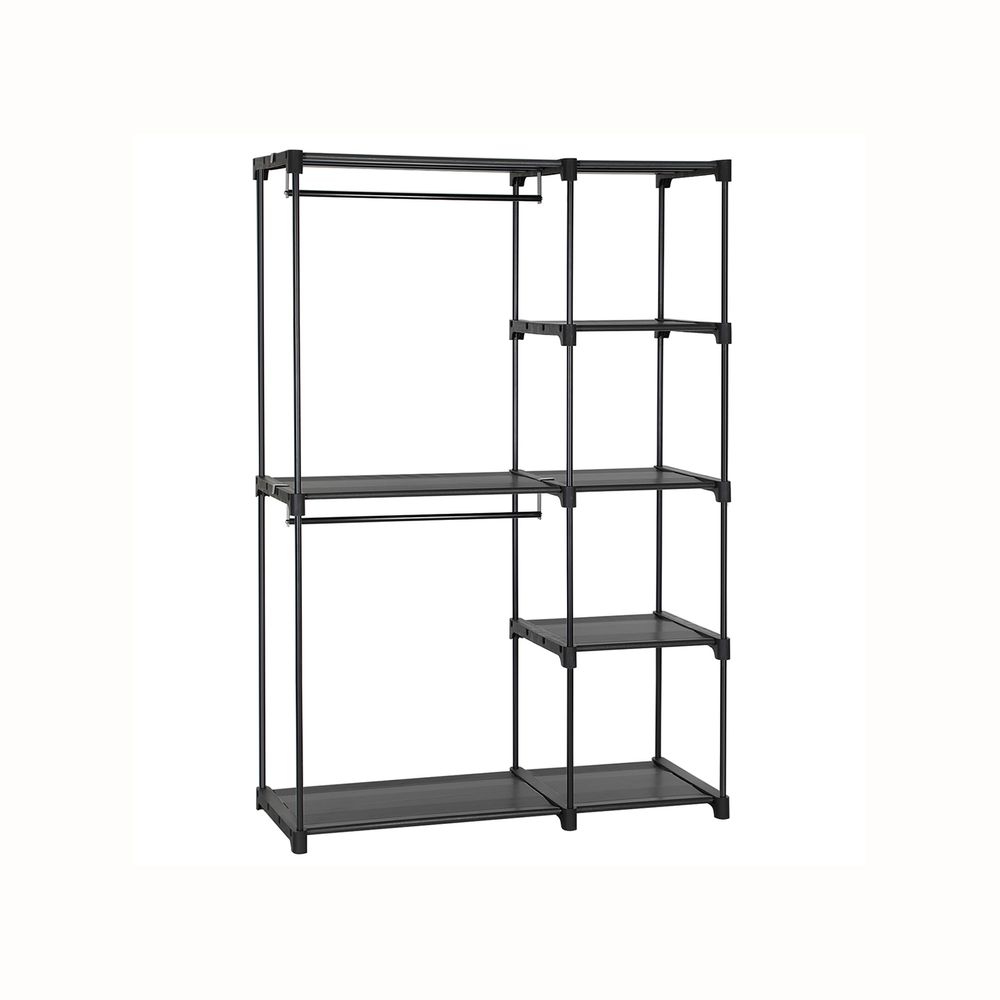 SONGMICS Freestanding Closet Organizer with Shelves, Hanging Rods 