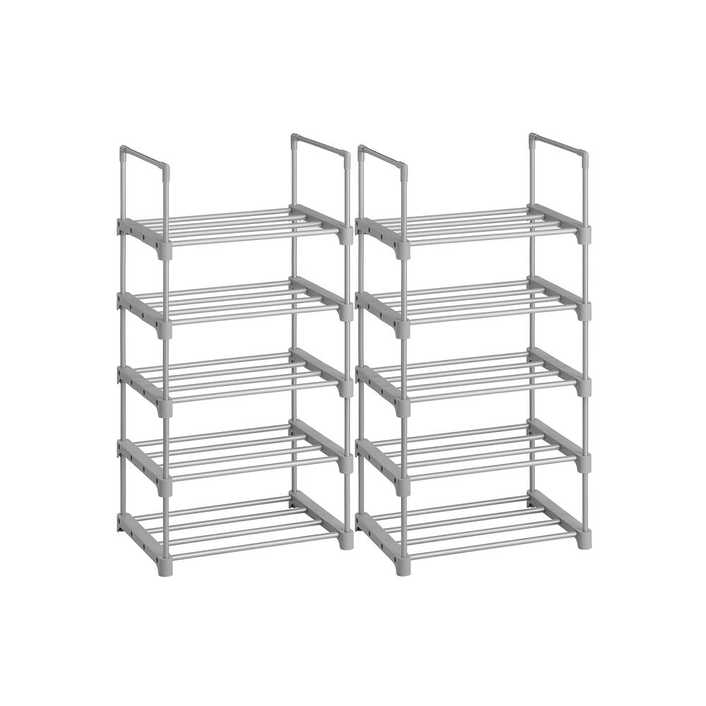 SONGMICS Set of 2 Metal Shoe Storage Organizer with 5 Shelves 