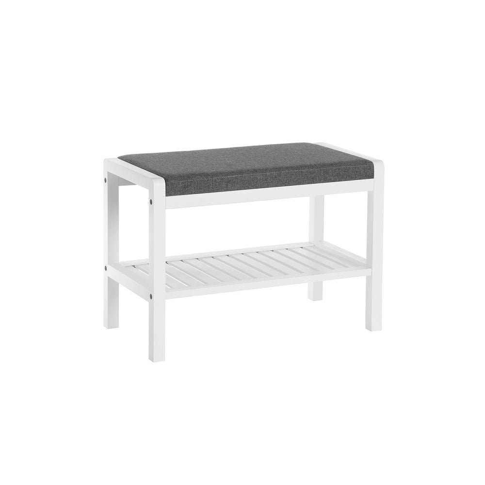 SONGMICS Shoe Rack Bench with Cushion Upholstered Padded Seat 