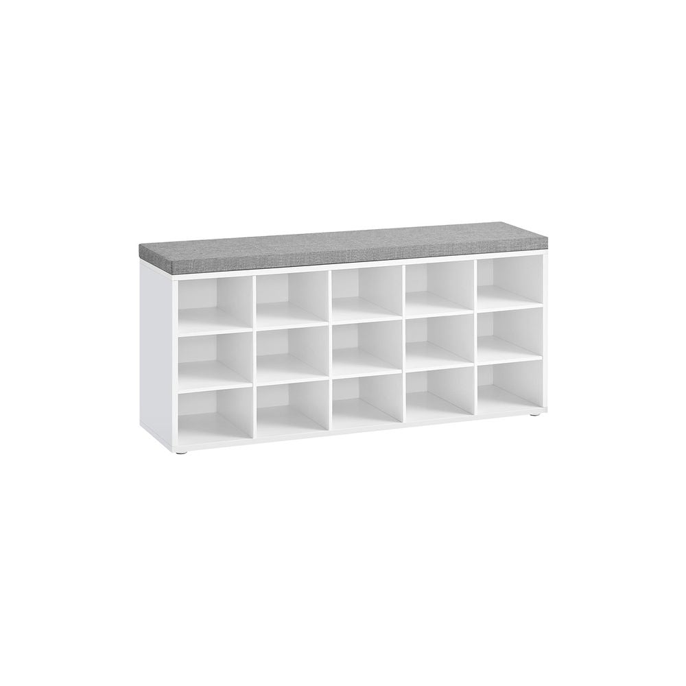 VASAGLE Shoe Bench with Cushion,15 Compartments 