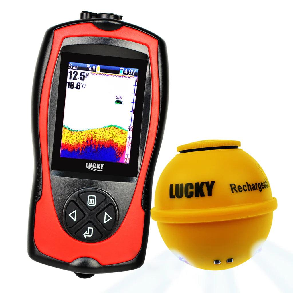 FF-1108-1CWLA Wireless Fish Finder with Rechargeable Sonar Sensor, Fish Attracting Light, 147 ft Depth Detection & 2.4" Color LCD