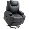 HOMCOM Power Lift Chair for Elderly, PU Leather Recliner Sofa Chair with Footrest, Remote Control, Side Pockets and Cup Holders, Black 