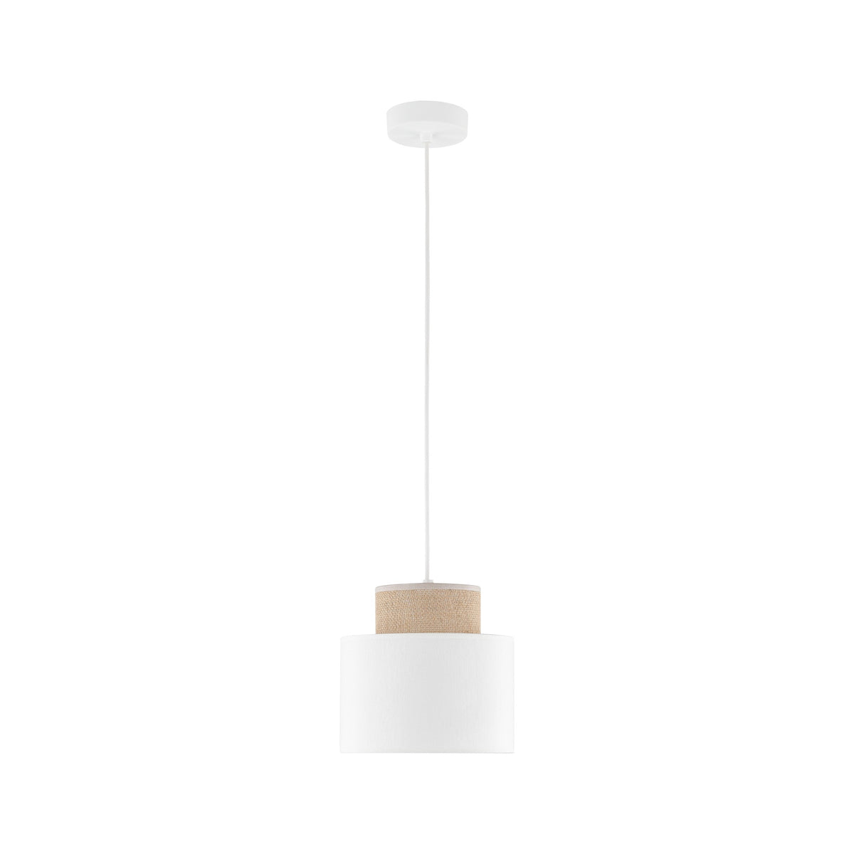 Duo White Jute Scandinavian Pendant Ceiling Light for Kitchen Island, Dining Room & Natural Interiors