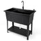 100L Utility Sink Laundry Tub with Rotating Faucet and Storage Shelf