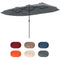 15.5 FT Extra-Large Patio Umbrella with LED Solar Lights and Crank Handle-Gray