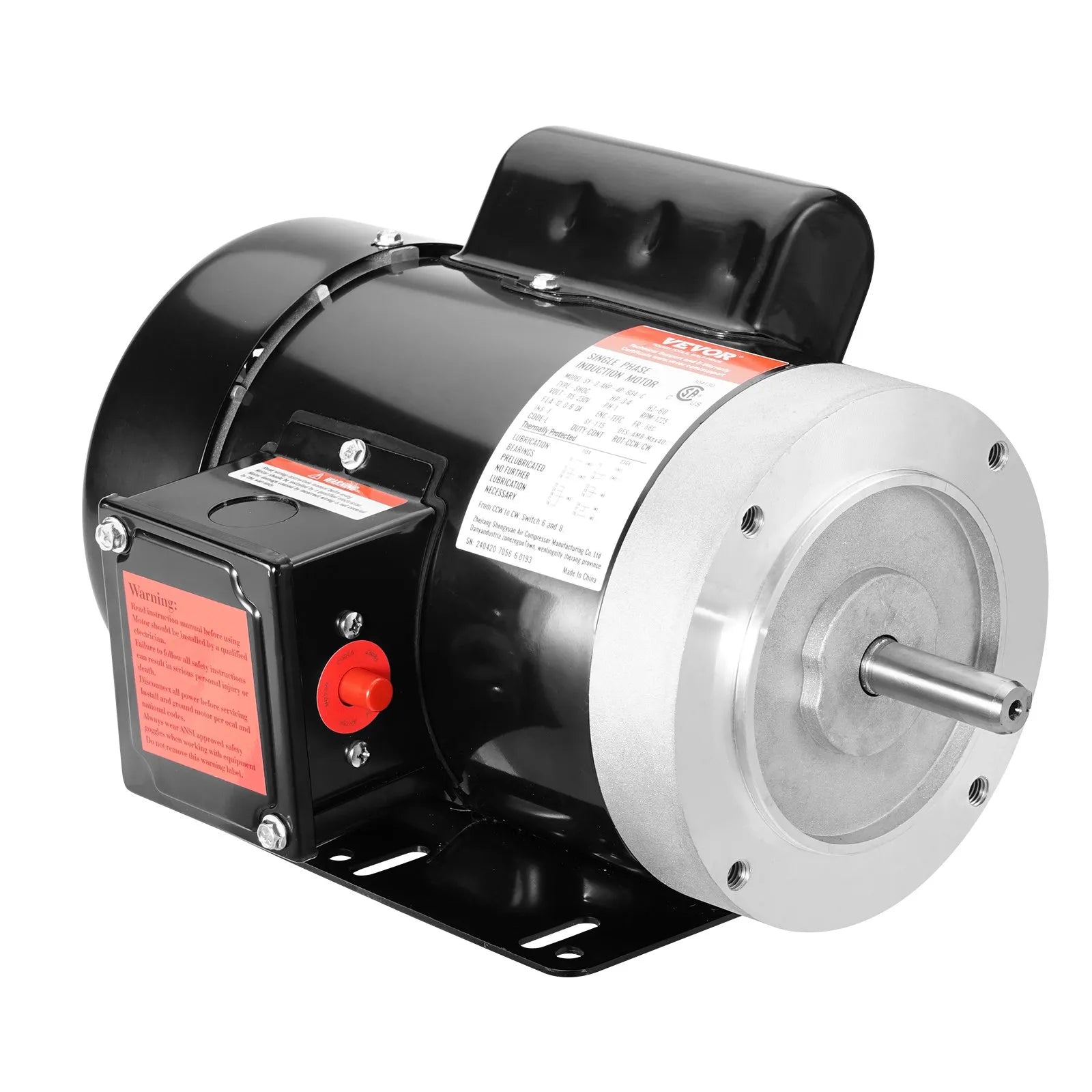 VEVOR 0.75HP Electric Motor 1725RPM AC115/230V 56C Frame 1-Phase 5/8" Key Shaft