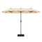 13 Feet Double-Sided Patio Twin Table Umbrella with Crank Handle-Beige