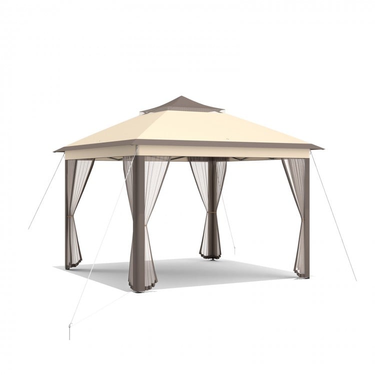 2-Tier 11 x 11 Feet Pop-Up Gazebo Tent Portable Canopy Shelter Carry Bag Mesh