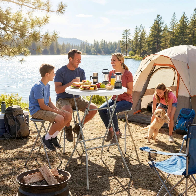 2.6ft Plastic Folding Picnic Table, Camping Table with Anti-Slip Foot Pads, White