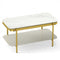 2-Tier Modern Rectangular Coffee Table with Sintered Stone Top-White