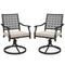 2 Pieces Outdoor Swivel Chairs Patio Dining Chairs with Padded Cushions-Beige