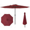 12 Feet Patio Umbrella with Crank Handle and 8 Sturdy Ribs-Red