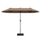 13FT Double-sided Patio Twin Table Umbrella with Crank Handle-Tan