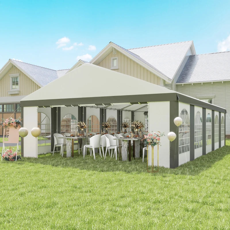 20'x33' Heavy Duty Large Party Tent Event Tent with Removable Sidewalls, for Weddings, Parties, Carports, Grey