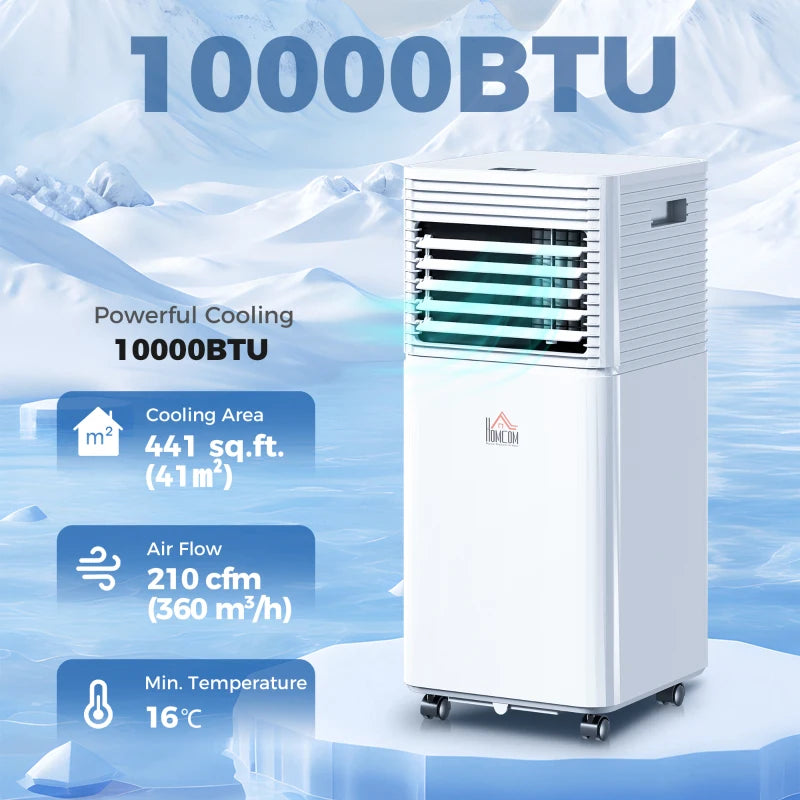 10000 BTU Portable Air Conditioner with Fan & Dehumidifier Mode, Quiet AC Unit with Remote Control, 24-Hour Timer, White