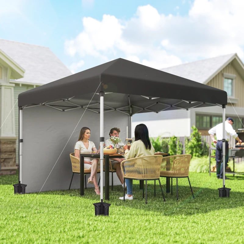 10' x 10' Pop Up Canopy with Sidewalls, Roller Bag, Height Adjustable Instant Tent for Outdoor, Garden, Patio, Black