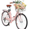 VEVOR 26-Inch Cruiser Bike 7-Speed Pink Beach Cruiser Bike with Basket