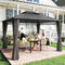 10' x 12' Outdoor Gazebo Canopy, Double Roof Hardtop Gazebo with Polycarbonate Roof, Steel Frame, Nettings and Curtains