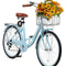 VEVOR 24-Inch Cruiser Bike 7-Speed Light Blue Beach Cruiser Bike with Basket