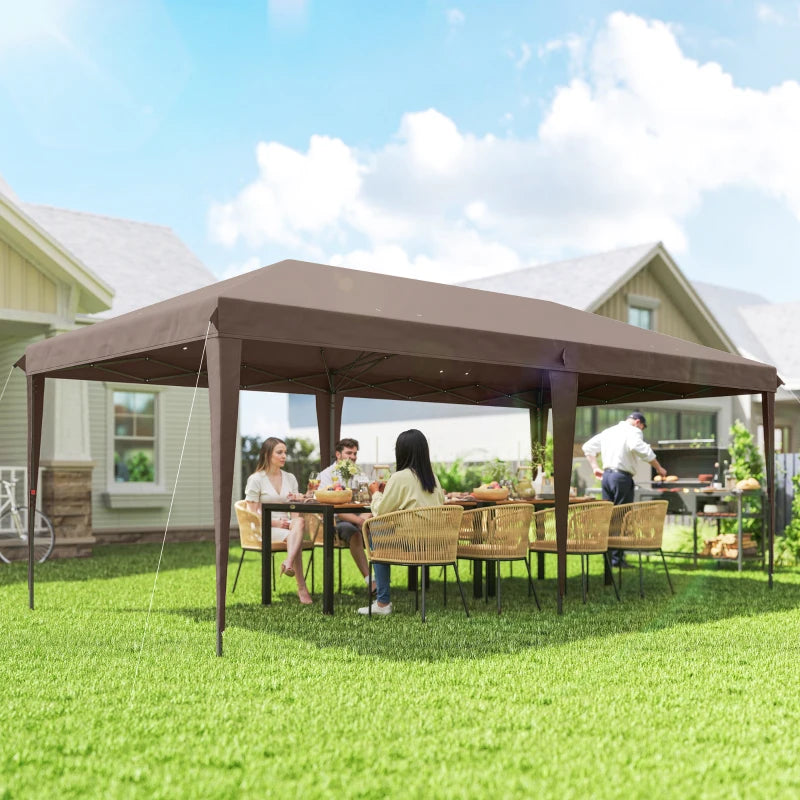 10' x 20' Outdoor Pop Up Canopy Tent Party Tent Instant Shelter W/ Carrying Bag, Coffee