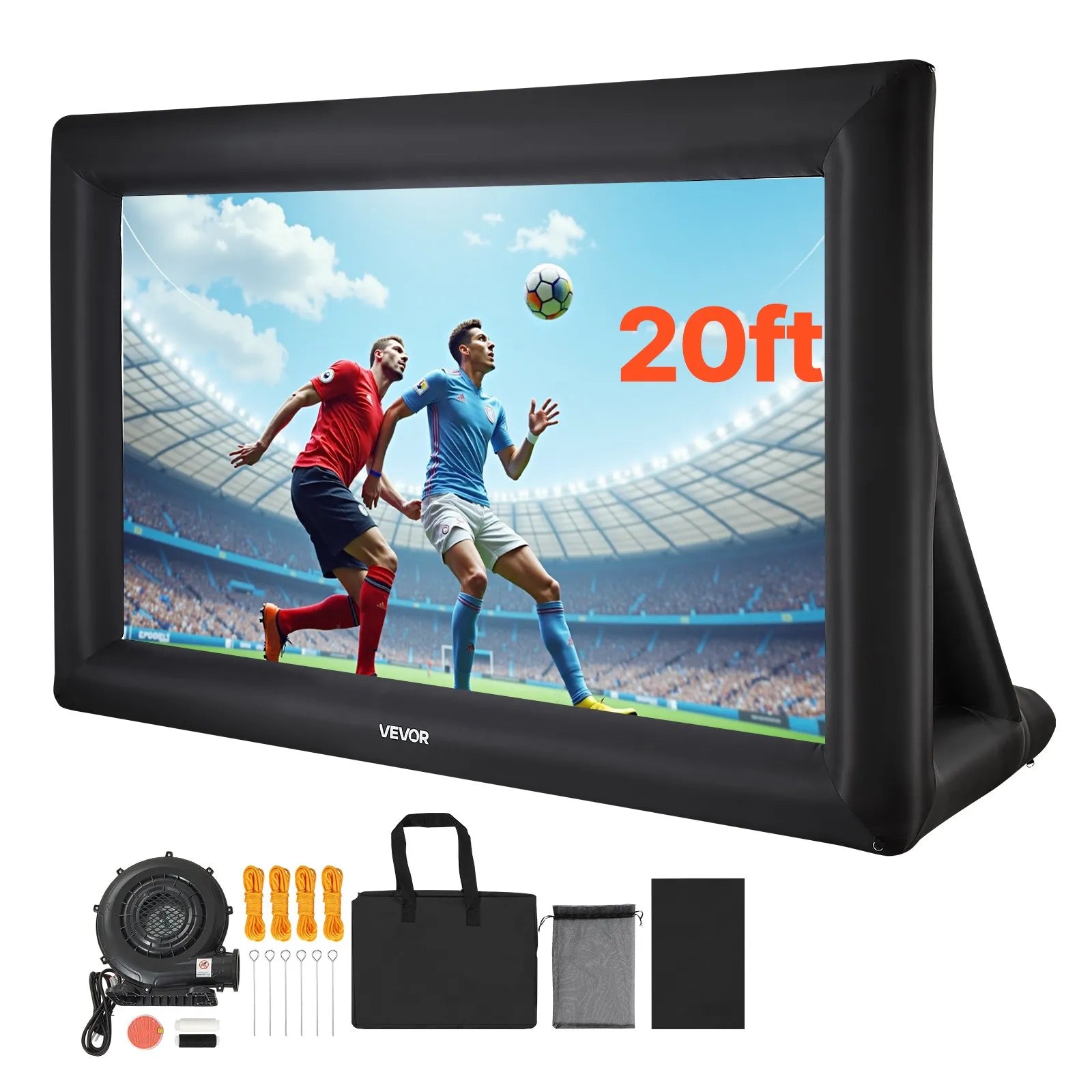 VEVOR 20 ft Inflatable Movie Screen 16:9 600D Movie Projector with Portable Bag