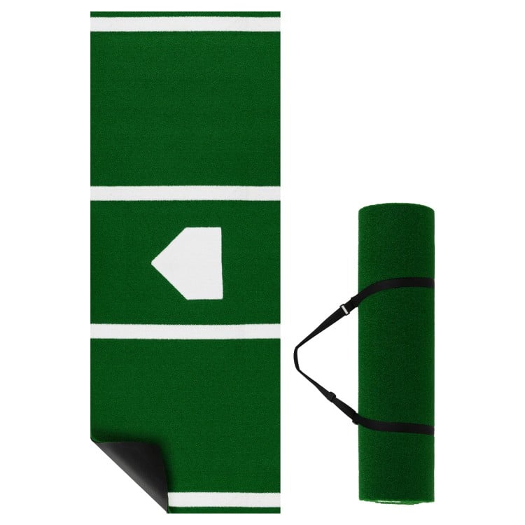 10 x 3.8 ft Baseball and Softball Hitting Mat with Home Plate-Green