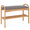 2-Tier Bamboo Shoe Bench with Padded Cushion and Shelf-Gray