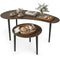 2 Pieces Mid Century Nesting Tables with Rubber Wood Legs-Walnut