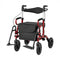 2-in-1 Foldable Rollator Walker with Seat abd 9 Inch Pneumatic Tires for Seniors-Red