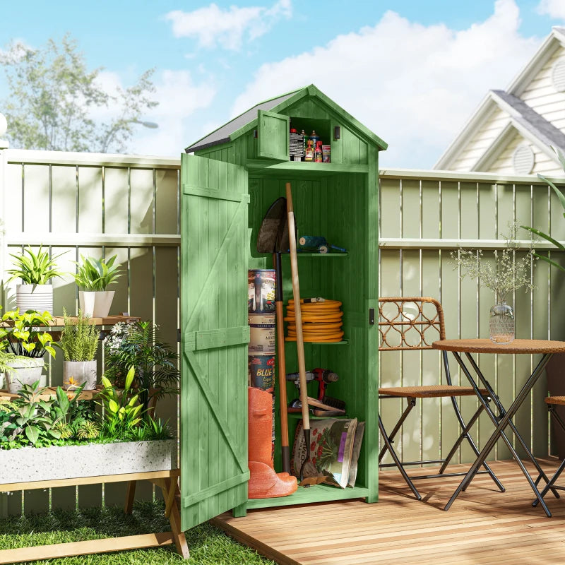 30" x 21" x 71" Garden Storage Shed, Outdoor Tool Utility Storage House  with 3 Tier Shelves and Roof, Green