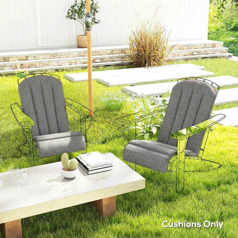 Set of 2 Patio Chair Cushions, High Back Adirondack Chair Cushion with Ties, High-Density Foam, Dark Grey