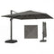10 FT Patio Umbrella with Base, Outdoor Offset Cantilever Umbrella with Crank Handle and Tilt, 360° Rotation