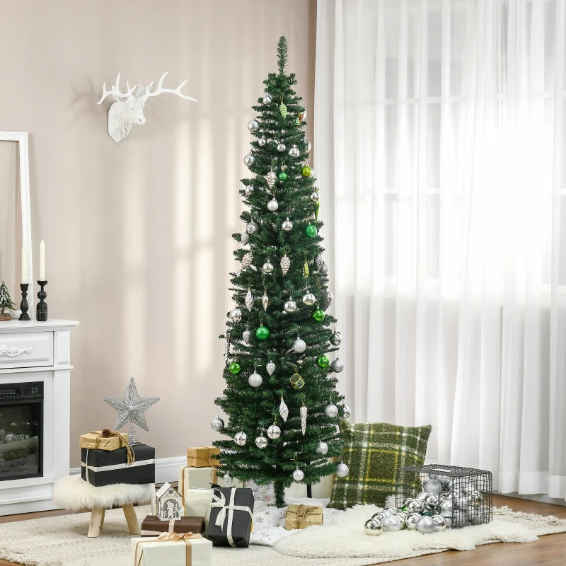 7' PVC Slim Pencil Artificial Christmas Tree 390 Branch Tips