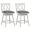 2 Pieces 24 Inch Swivel Counter Height Barstool Set with Rubber Wood Legs-White