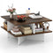 2-Tier Square Coffee Table with 4 Storage Compartments-Rustic Brown
