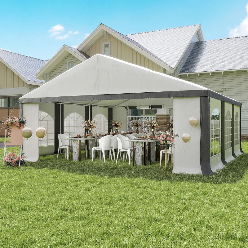 20' x 20' Heavy-duty Large Wedding Tent, Outdoor Carport Garage Party Tent, Patio Gazebo Canopy with Sidewall, Grey