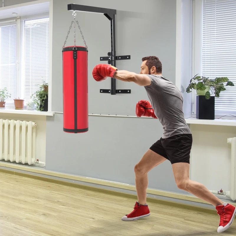 Soozier 220lbs Wall Mounted Punching Bag Hanger, Adjustable Height Punching Bag Holder for Boxing and MMA Training