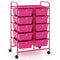 10-Drawer Rolling Storage Cart-Pink
