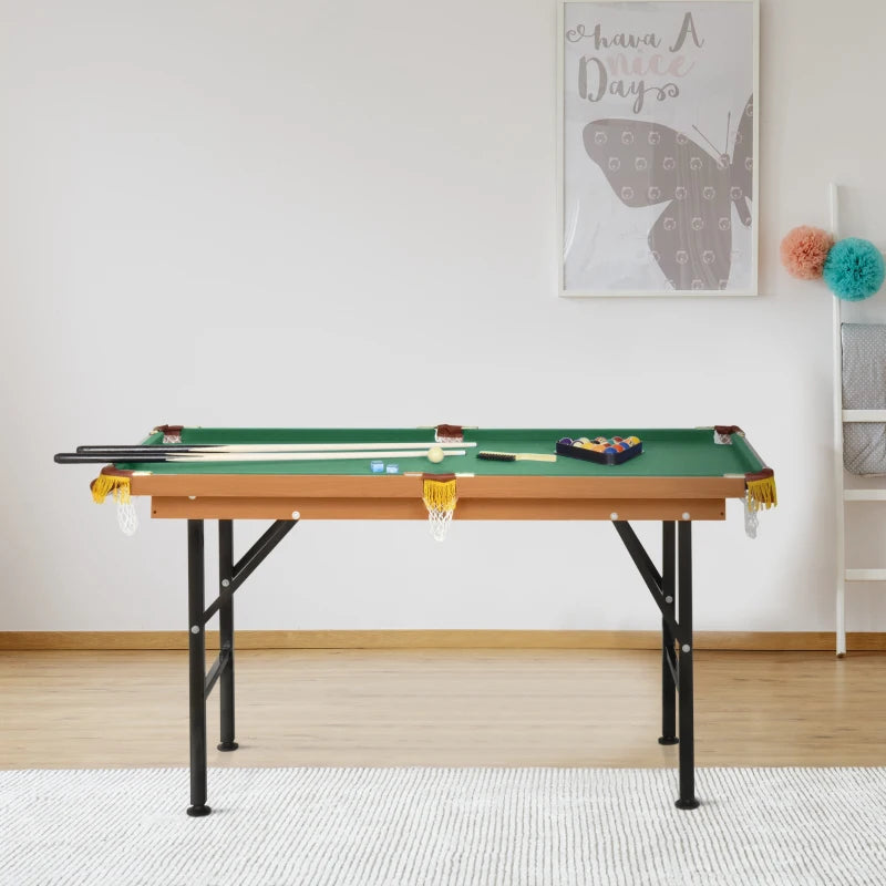 Soozier 55" Mini Pool Table Portable Billiard Table Includes Cues, Ball, Chalk, Rack, Green
